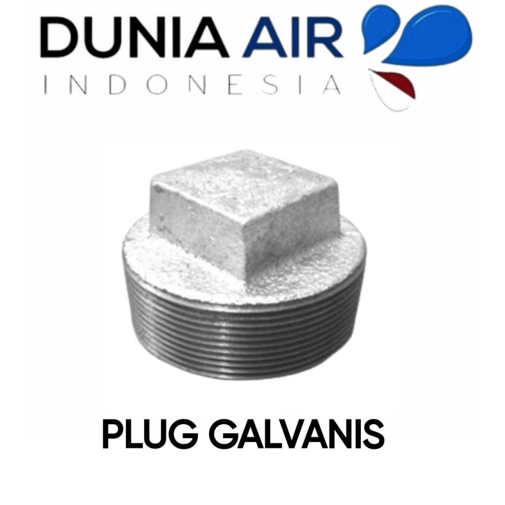 Plug 3/4" Tutup Keran Cap Dop Ujung Pipa Air Besi Galvanis Drat Luar