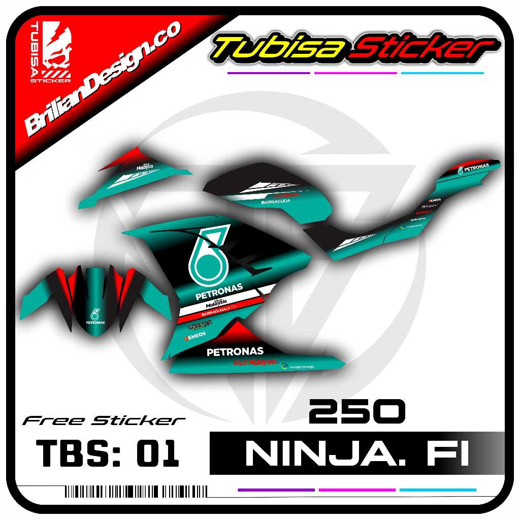 Sticker Striping Variasi Ninja 250 FI - Stiker Striping Motor Ninja 250 FI Desain Petronas TBS.01