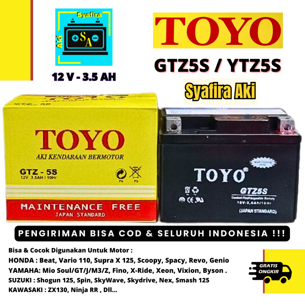 Aki Motor Jupiter MX new, MX King, Smash 125, Shogun 125, CS-1 GTZ5S TOYO MF