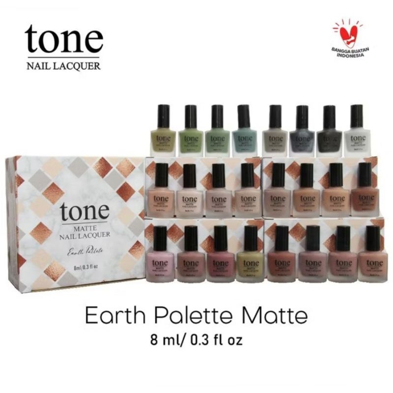 Kutek Tone Matte Nail Lacquer Earth Palette Series Halal Murah 8ml | Cat Kuku Tone Matte Nail Polish