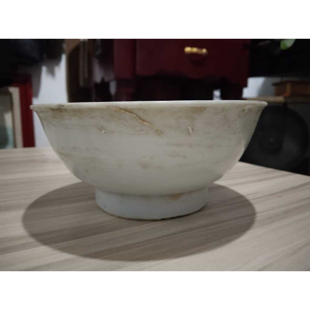 Mangkuk Keramik Putih Tua Temuan Laut Kuno Jadul Antik