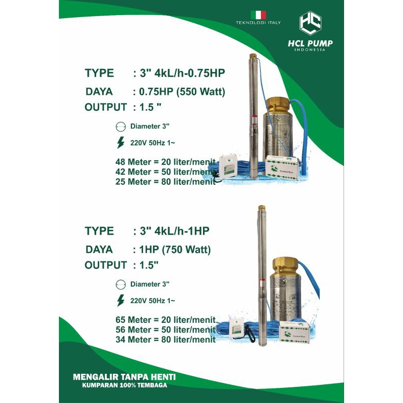 SIBEL POMPA AIR HCL TAHAN LAMA TAMPA KABEL