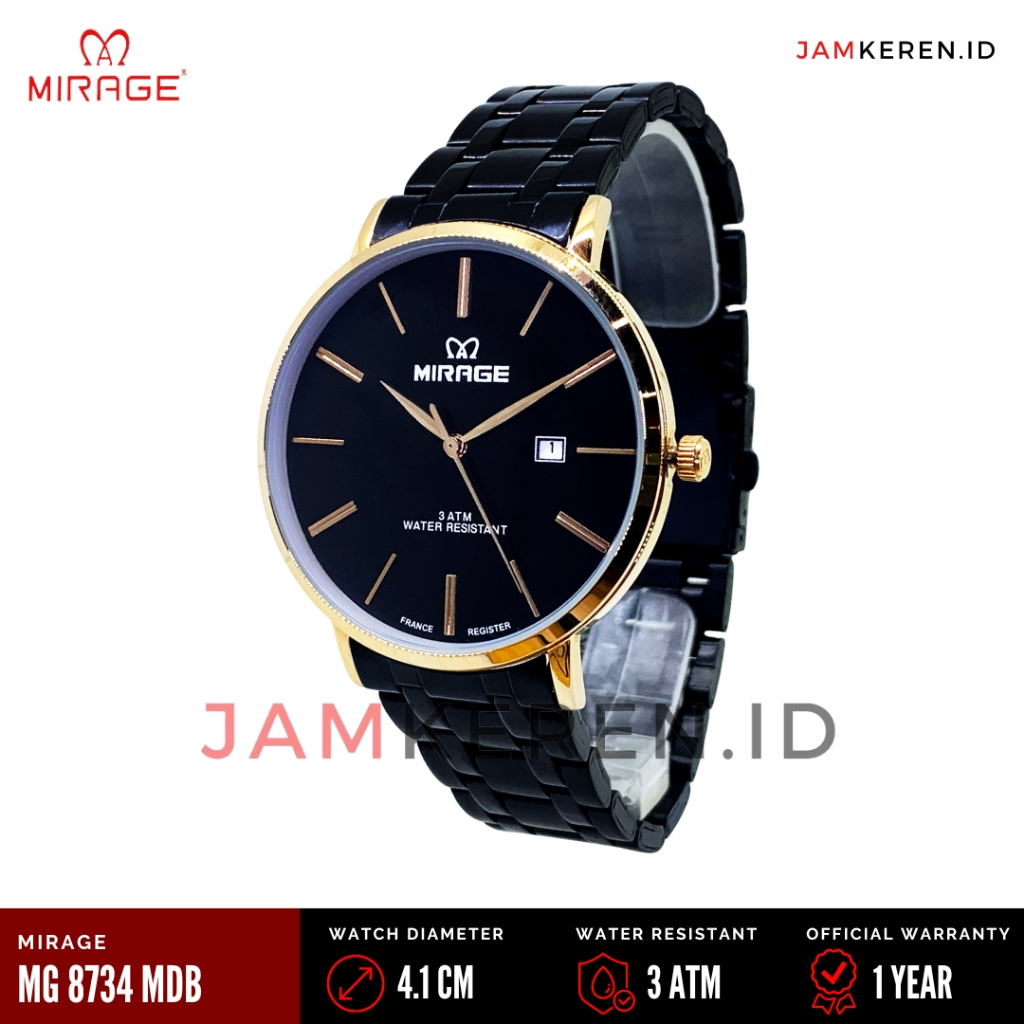 Jam Tangan | Jam Tangan Pria Original 100% | Mirage 8734 M Stainless Tipis Anti Air Original Bergara