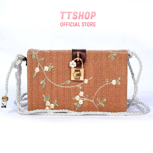 𝙏𝙏𝙎𝙃𝙊𝙋 Tas Rotan Kotak Tas Selempang Vintage 9031