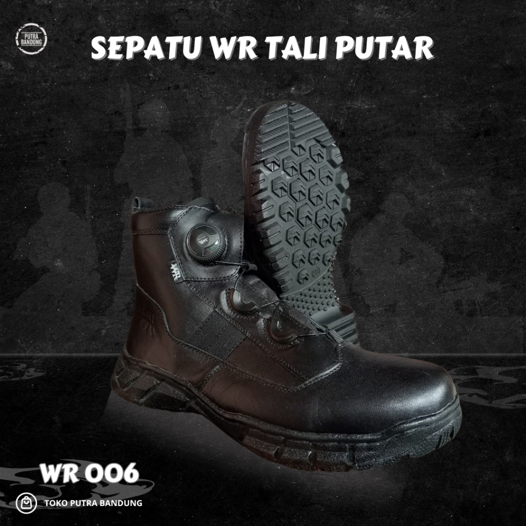 Sepatu WR 006 Tactical / Sepatu PDL model tali putar WR tactical boots /WR Sepatu PDL Brimob,TNI, PO