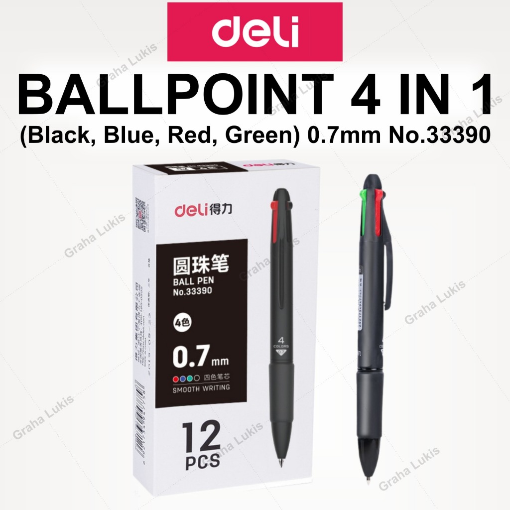 

Deli Ballpoint 4 Warna 0.7mm Multi Fungsi 33390