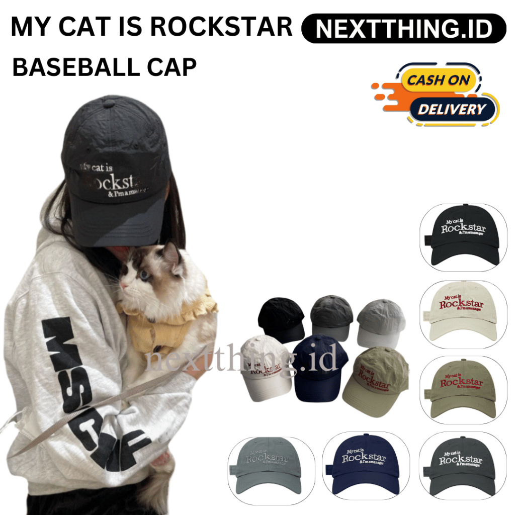 NEXTTHING.ID - MY CAT IS ROCKSTAR topi pria topi wanita topi baseball topi trendy