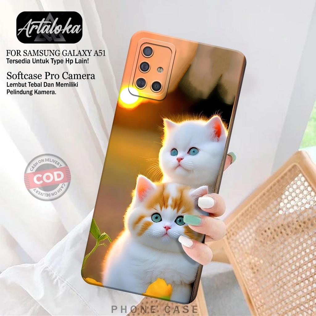Softcase Hp Samsung Galaxy A51 Fashion Case Kucing Case Samsung Galaxy A51 Silikon TPU Pro Camera Ca