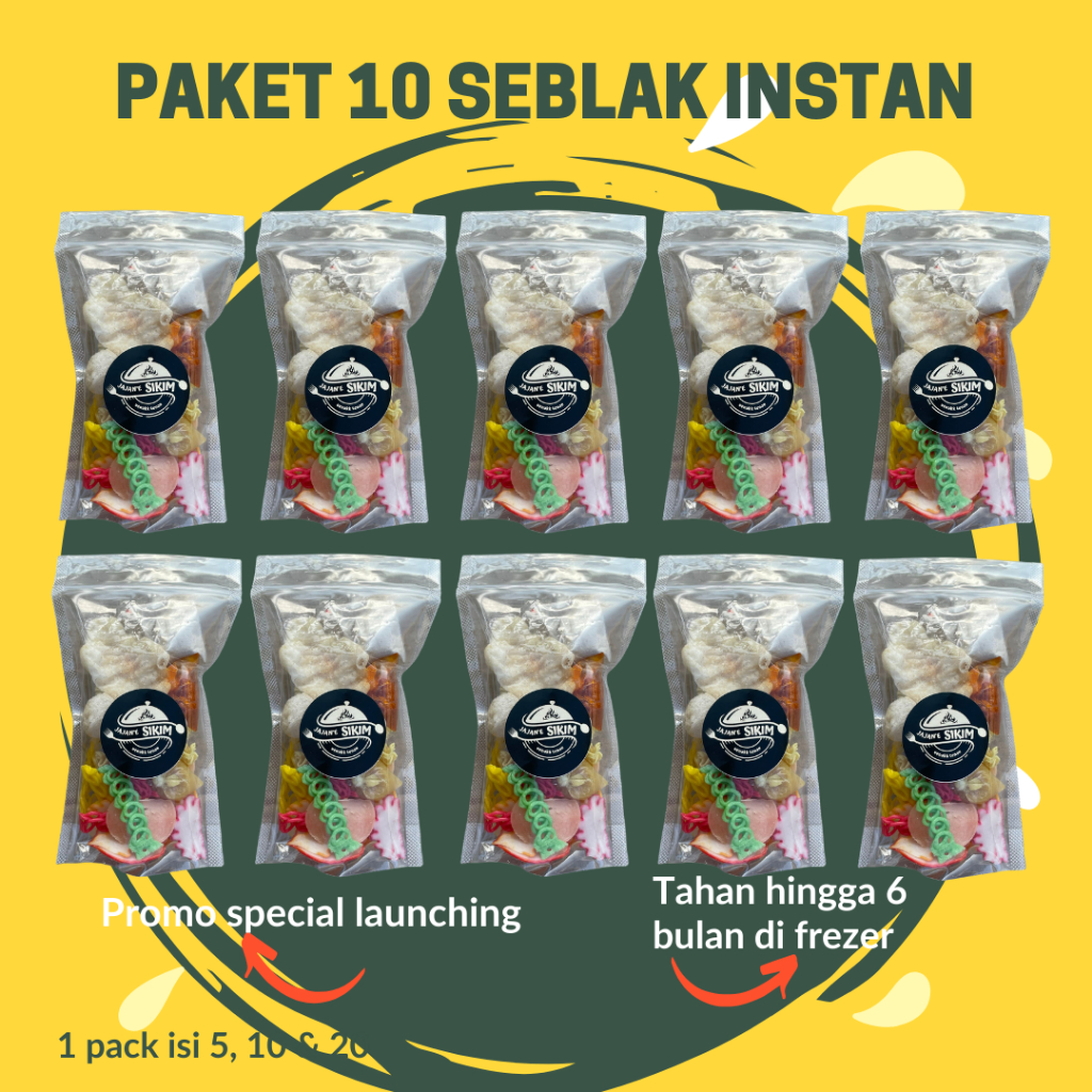 

Paket hemat 10 bungkus seblak instan homemade komplit / seblak instan dengan bumbu kencur