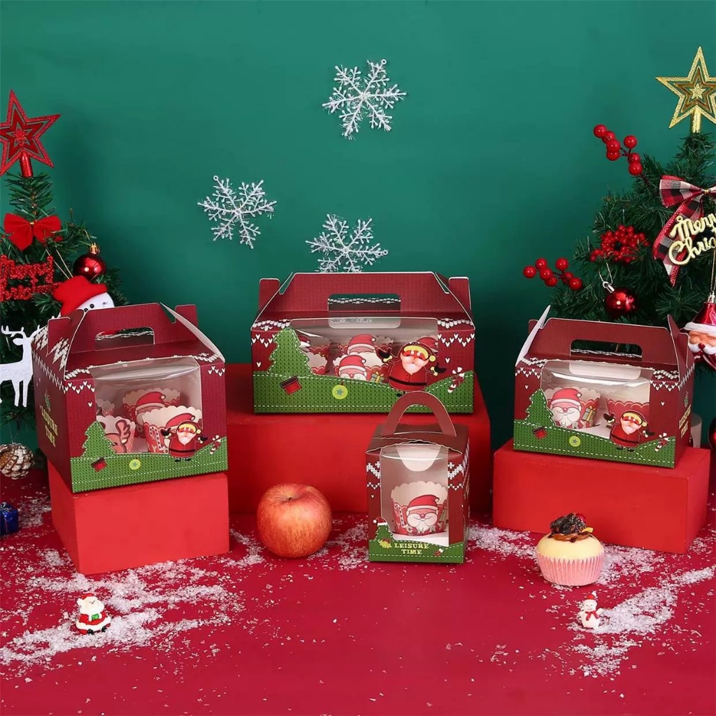 

BOX CUPCAKE NATAL BIRTHDAY ULANG TAHUN 6lubang Box Muffin Box Kue Ulang Tahun Packaging Kue Box Mika Kue (BOX CC PEGANGAN COKLAT)