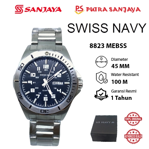 Jam Tangan SWISS NAVY 8823 MEBSS Pria Original Garansi Resmi 1 tahun Stainless Steel