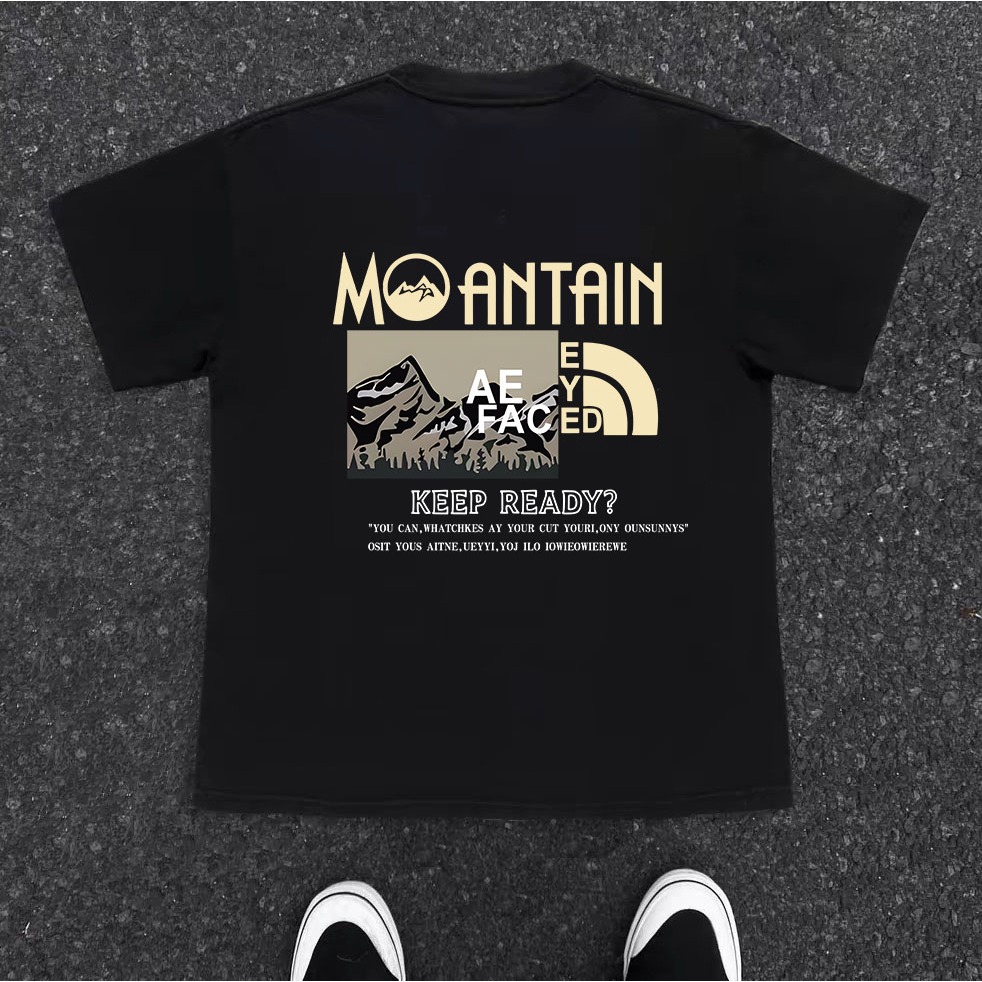 BOOMBAP Korea Style T-shirt Oversize MOANTAIN| Kaos Wanita Hitam | Kaos pria dan wanita