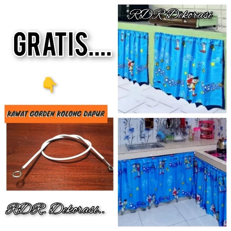 Hordeng kolong dapur Gorden kolong meja wastafel Tirai jendela pendek Penutup ventilasi