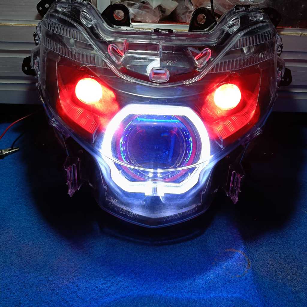 REFLEKTOR YAMAHA MIO GEAR BILED VAHID E10+ 3 INCH 68 WATT + D2 LASER 20 WATT LENGKAP SAKLAR