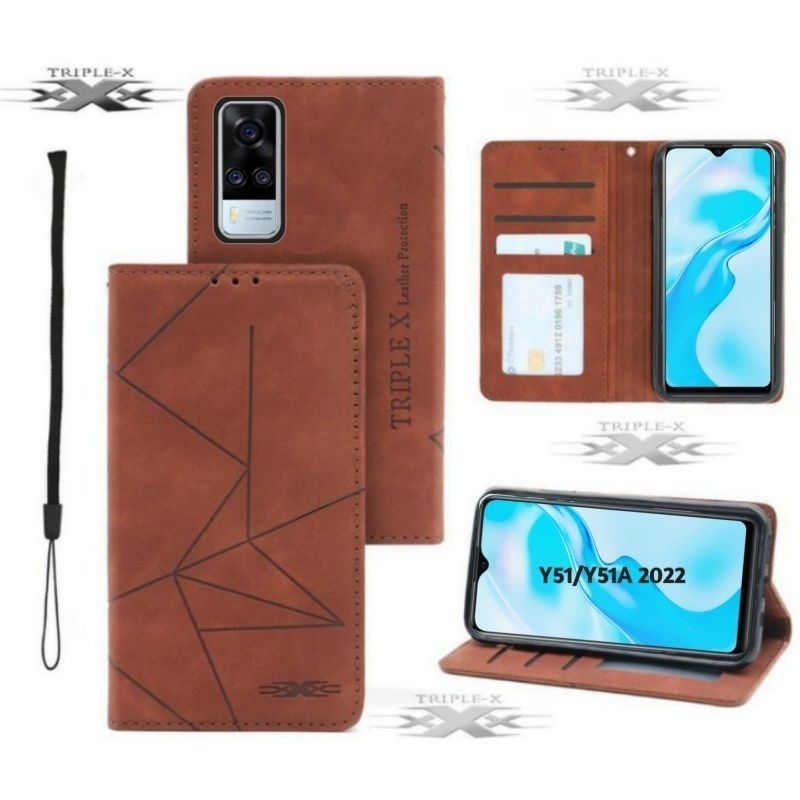 Case Untuk Vivo Y51 2020 Y51A Flip cover Wallet Sarung Dompet Flip cover Magnet