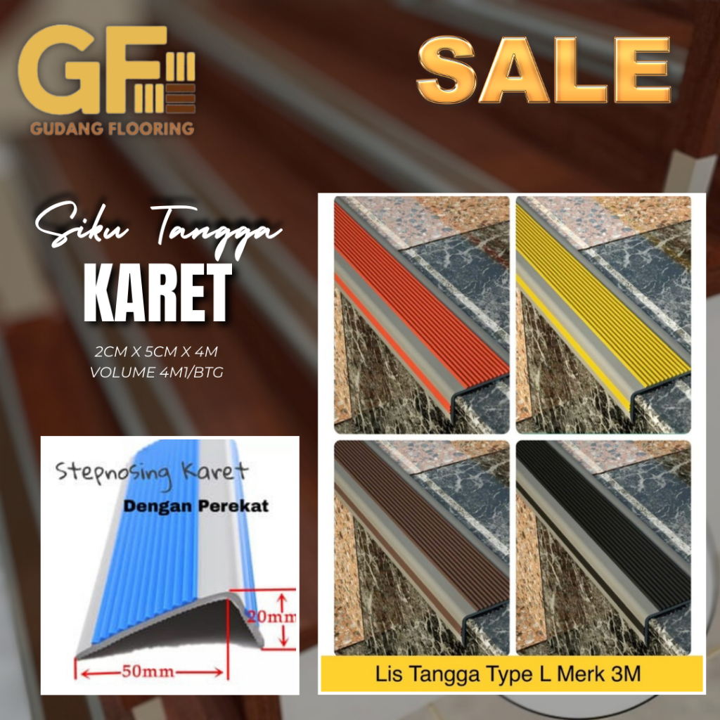 List Vinyl Tangga Siku L Karet / Step Noising Karet / Accessories Flooring SPC