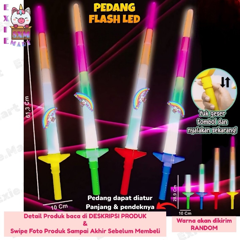 MAINAN ANAK PEDANG PLASTIK LAMPU LED - MAINAN PEDANG LAMPU LED BISA PANJANG PENDEK - PEDANG ONGSROT 