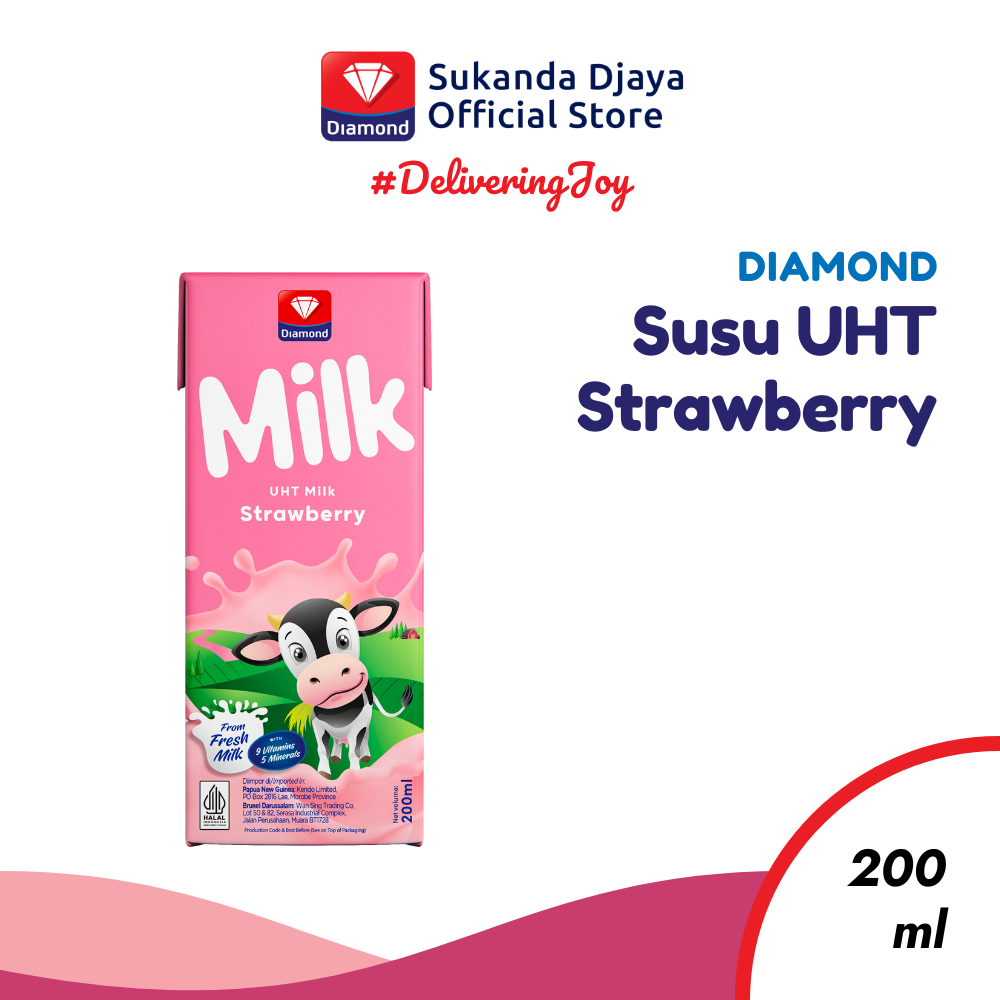 

Diamond Milk Susu UHT Strawberry dan Cokelat 200 ML