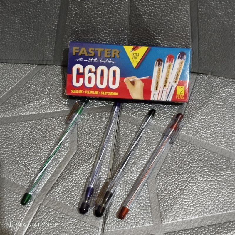 

SELUSIN (12 PCS) Pulpen/Bolpoin FASTER C600 0.7 mm Extra Fine