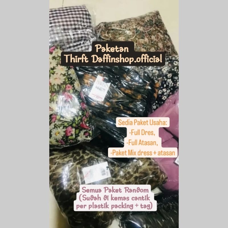 DIKEMAS PER PLASTIK | PAKET USAHA THIRFT FULL DRESS FULL ATASAN MIX ATASAN+DRESS VINTAGE CASUAL PAKE