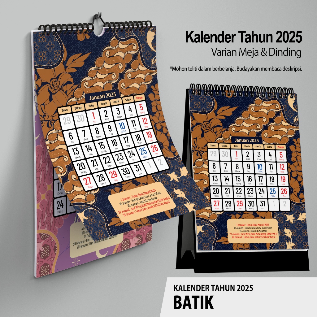 

KALENDER 2025 Dinding A4 dan Meja A5
