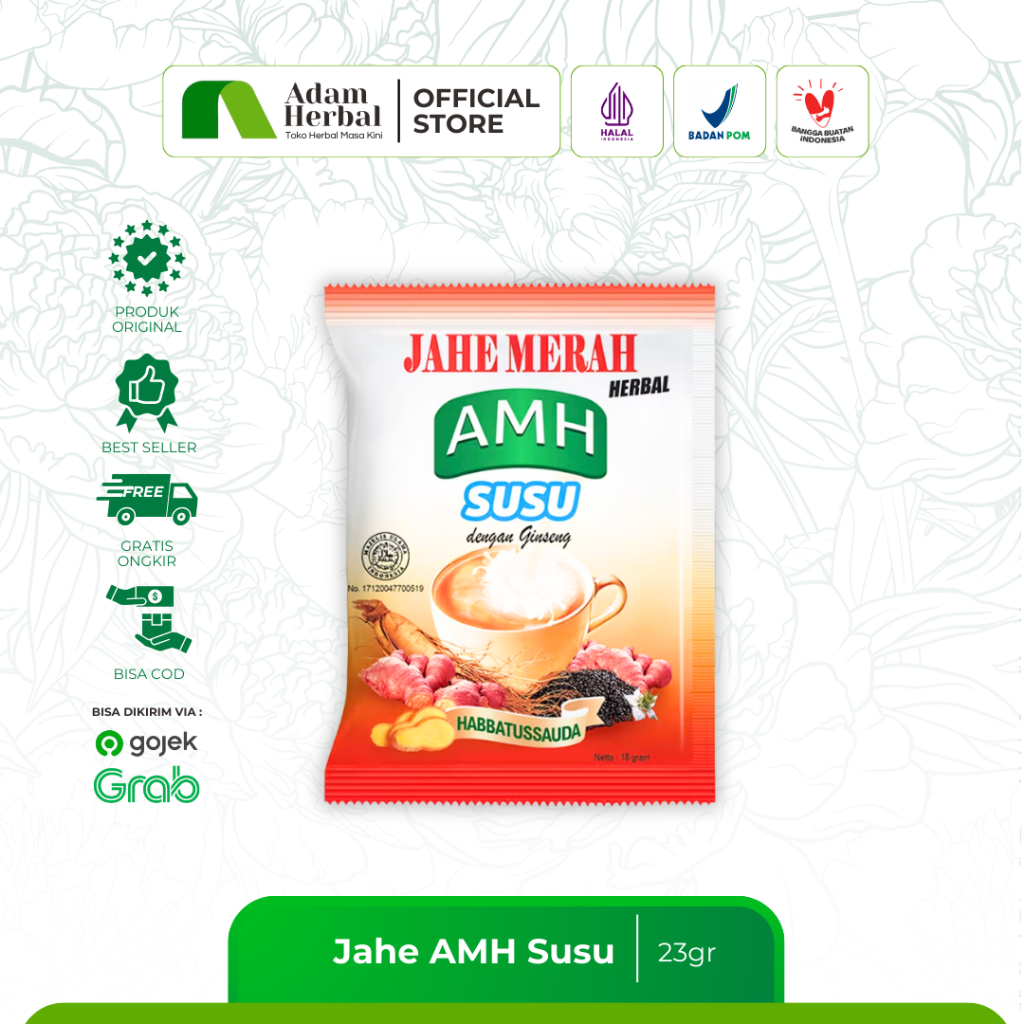 

Jahe Merah AMH Susu 1 renceng 10 sachet 18gr - Minuman Herbal Sehat dengan Ginseng & Habbatussauda