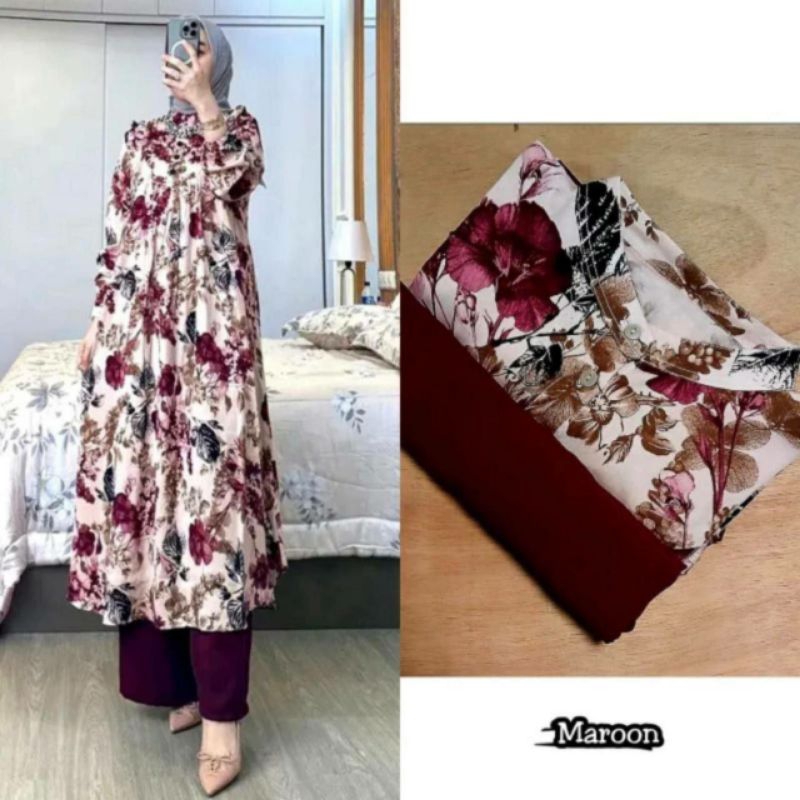 Setelan Tunik Malia Rayon diamond mix Crinkle Airflow