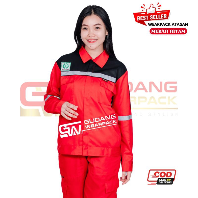 Wearpack Atasan Warna Merah Hitam (baju kerja) - gudang wearpack