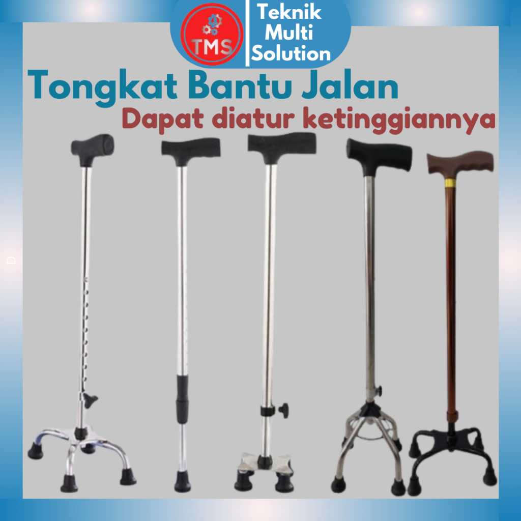 TONGKAT KAKI 4 KAKI 1 MANULA / TONGKAT LANSIA ALAT BANTU JALAN STAINLESS KOKOH RINGAN KUAT MEDIS