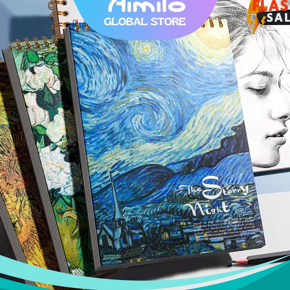 

UNIK READY Aimilo Sketchbook A4 Buku Gambar Vertikal Jilid Spiral Aesthetic Buku Sketsa 45 Lembar