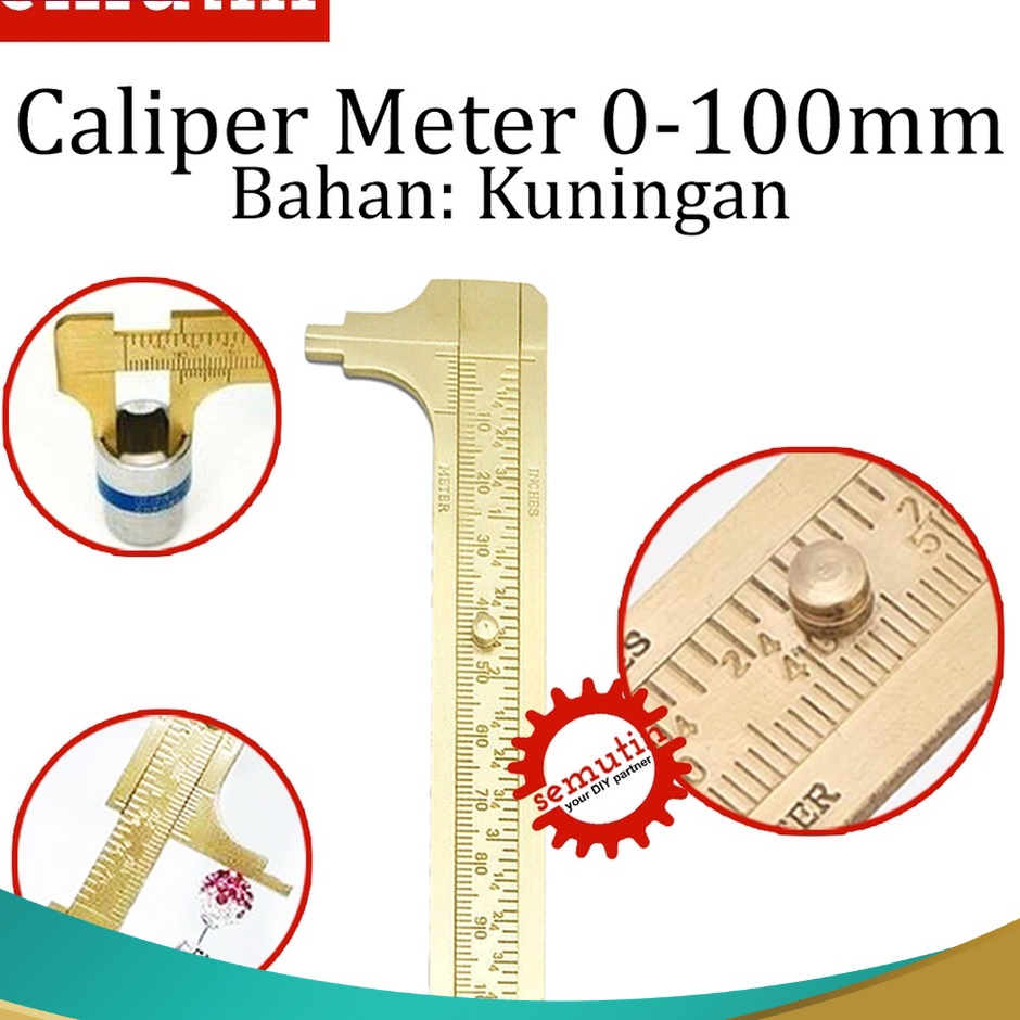 

HOT PROMO Caliper Meter Bahan Kuningan 1mm Jangka Sorong Vernier Sigmat Pengukur Sketmat Mini