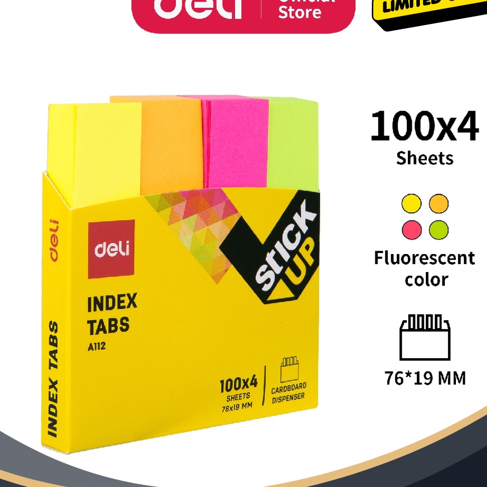 

SUPER Deli Index Tab penanda warna cerah melekat kuat media yang ditempel tetap bersih 1sheet EA1122