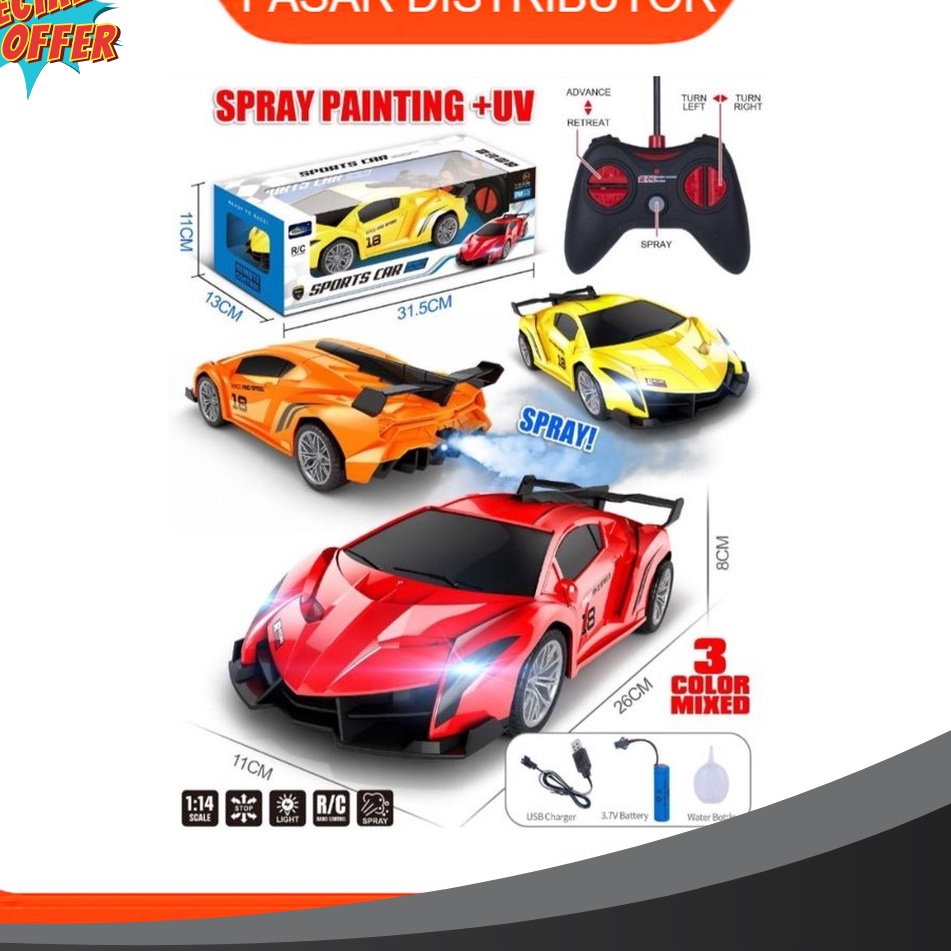 TERDAHSYAT Mainan Anak RC SPORT CAR SPRAY 114 Mobil Remote Control Berasap RC Mobil RC Car