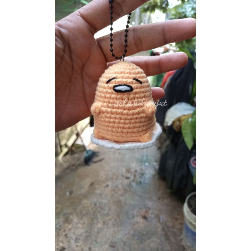 Gantungan Kunci Rajut Gudetama | Gudetama Keychain Crochet | Kado | Hadiah