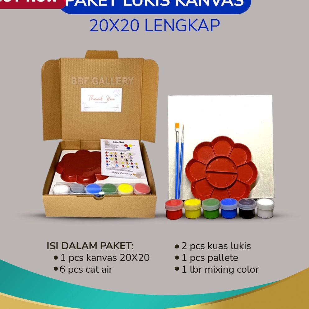 

EKSTRA PROMO Paket lengkap melukis kanvas 2x2 cm 2x3 cm pallete kuas cat air dilengkapi dengan color mixing chart dan kanvas putih berkualitas hemat