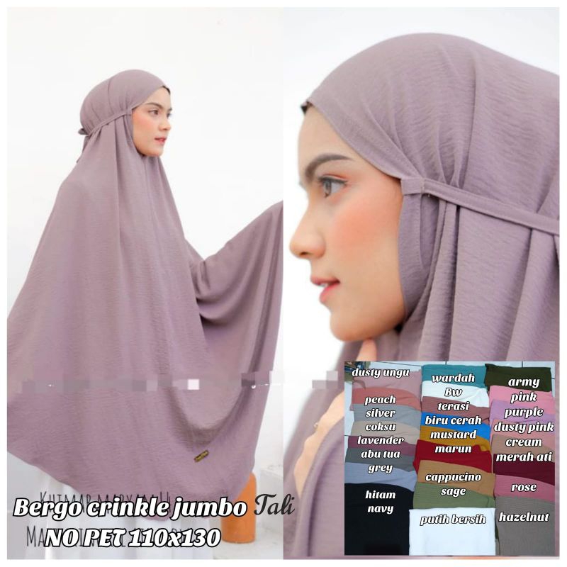 Bergo Jumbo CRINKLE TALI XXXL/ Kerudung Jumbo Crinkle Tali Xxxl