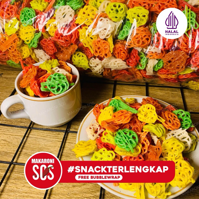 

Kerupuk Mawar Warna Warni 1kg Krupuk rafael mentah siap goreng makaroni sos snack n food