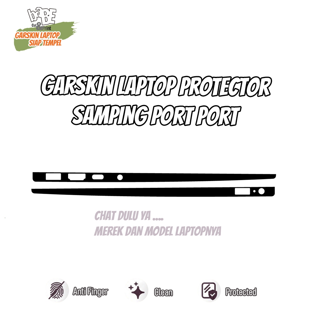 Garskin Laptop Bagian Samping dengan lubang port