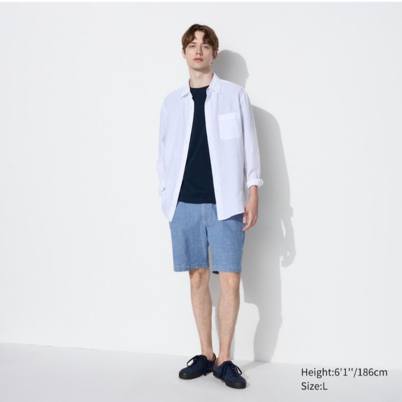 UNISEX Celana Pendek Relaks Stretch (Chambray) Uniqlo Jastip Uniqlo Stretch Easy Shorts (Chambray)