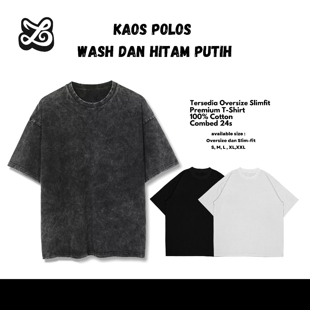 LOUMINE Kaos Polos Oversize washed tshirt Oversized Stonewash slimfit