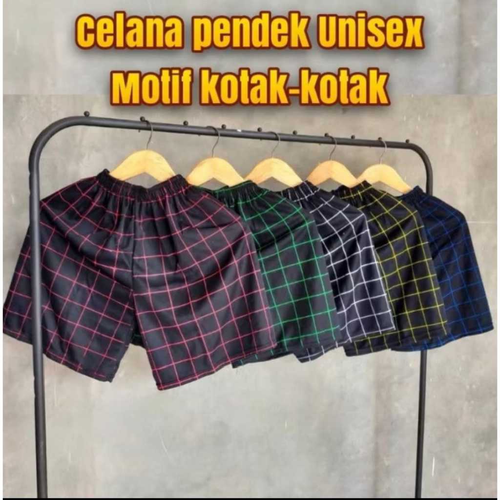 Promo 5 celana boxer tartan kotak kotak pendek pria wanita dewasa maupun anak anak unisex cewe cowo 