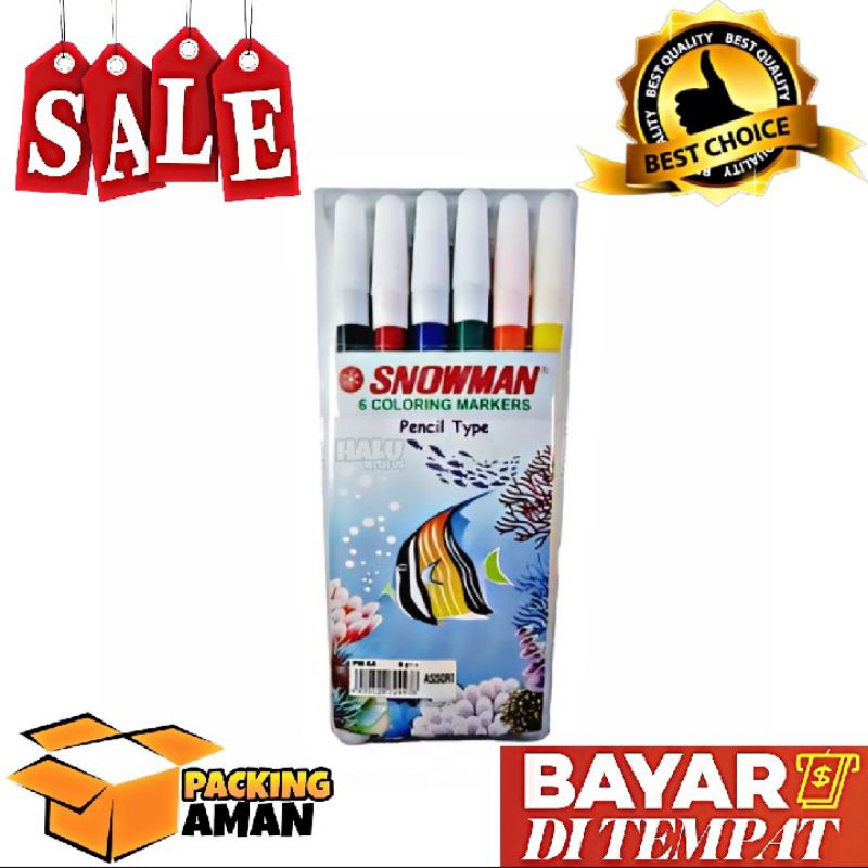 

(BISA COD) PROMO 1 Set Spidol Snowman 6 Warna / Colouring Pen PW-6A