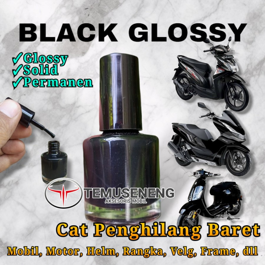 Cat Black Glossy Solid Hitam Solid Glossy Mengkilat Penghilang Baret Lecet Goresan Motor Beat Pcx Nm
