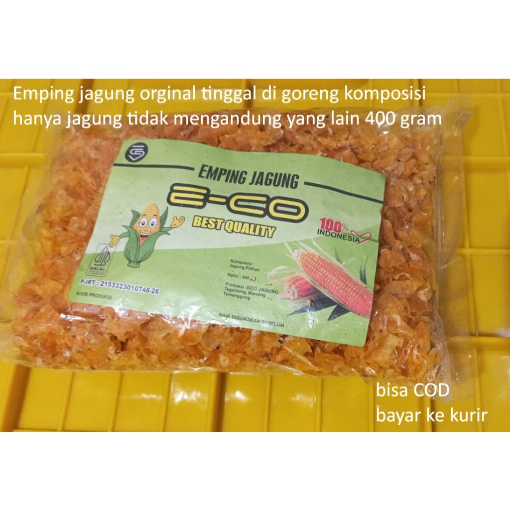 

Emping jagung orginal tinggal di goreng komposisi hanya jagung tidak mengandung yang lain 400 gram