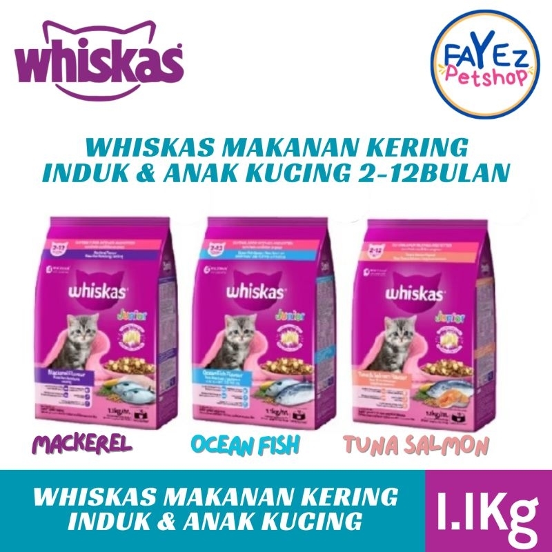 Whiskas mother kitten 1.1kg ( makanan kering untuk induk dan anak kucing usia 2-12bulan )