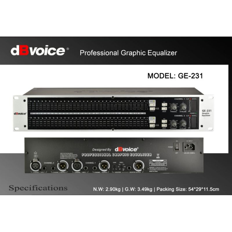 Equalizer dB Voice GE-231 Original Product + Output Sub 31 Band