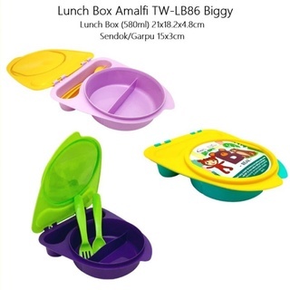 GROSIR 1 LUSIN (12 PCS) LUNCH BOX SET AMALFI/KOTAK MAKAN ANAK/TEMPAT BEKAL + SENDOK GARPU BPA FREE