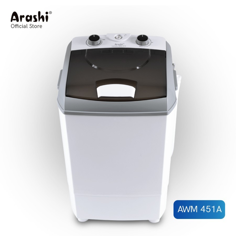 Mesin Cuci ARASHI Portable Dry & Wash 4.5 Liter AWM 451A 4.5kg - Mesin Cuci Mini Kecil Portable Aras