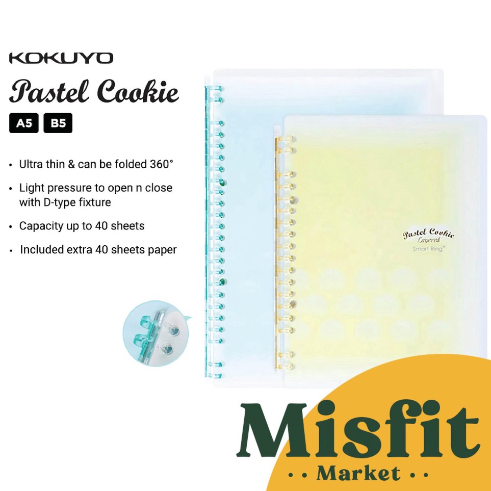 

KOKUYO Campus Pastel Cookie SMART RING Loose Leaf Notebook Binder A5 B5 PFLD89138