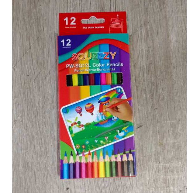 

Pensil 12 warna panjang Squeezy / kellir 12 warna / 12 w panjang